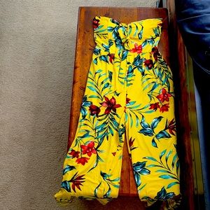NEVER WORN yellow & floral romper